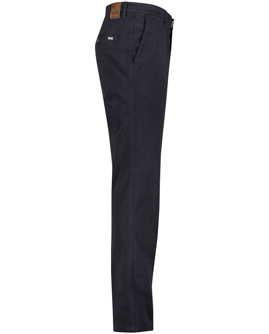 M.E.N.S. katoenen broek donkerblauw effen met stretch