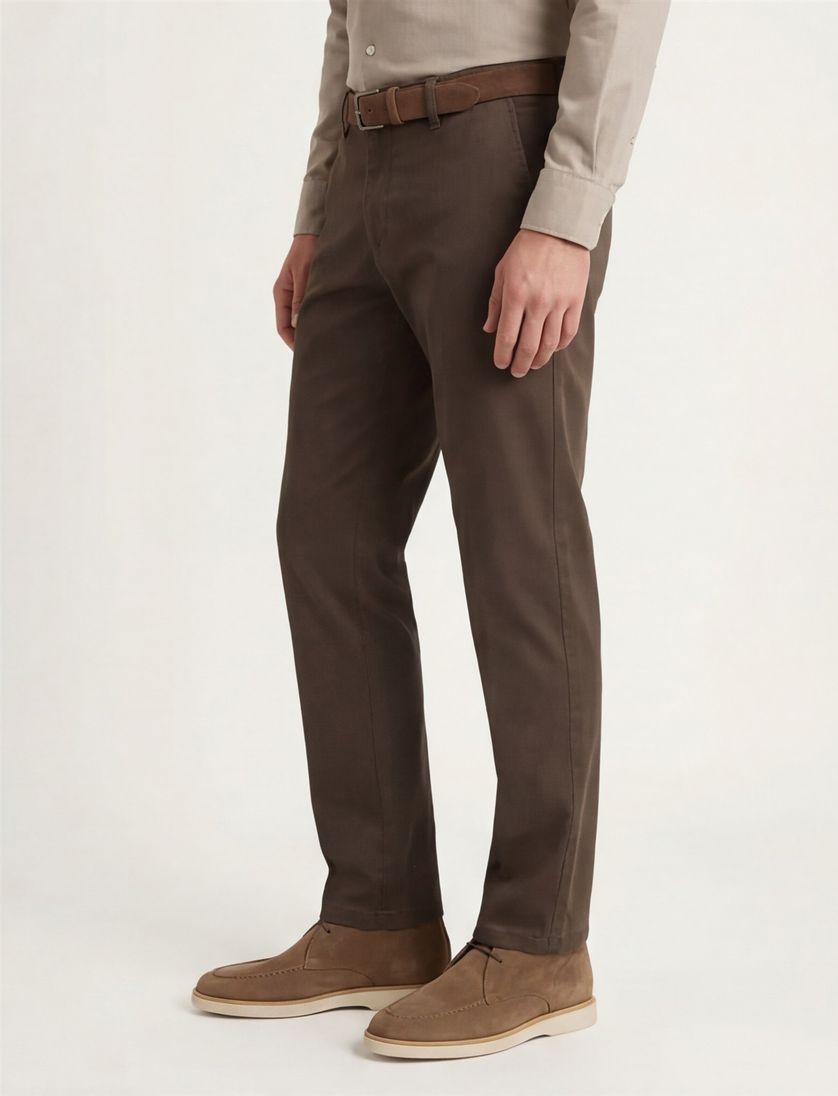 M.E.N.S. pantalon madison bruin katoen normale fit