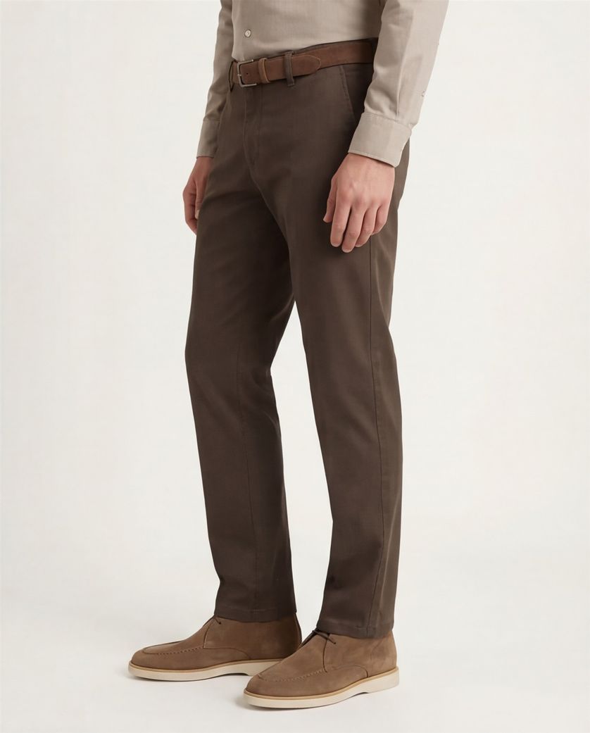 M.E.N.S. pantalon madison bruin katoen normale fit