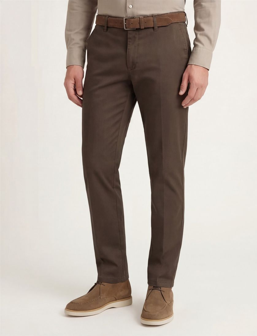 M.E.N.S. pantalon madison bruin katoen normale fit