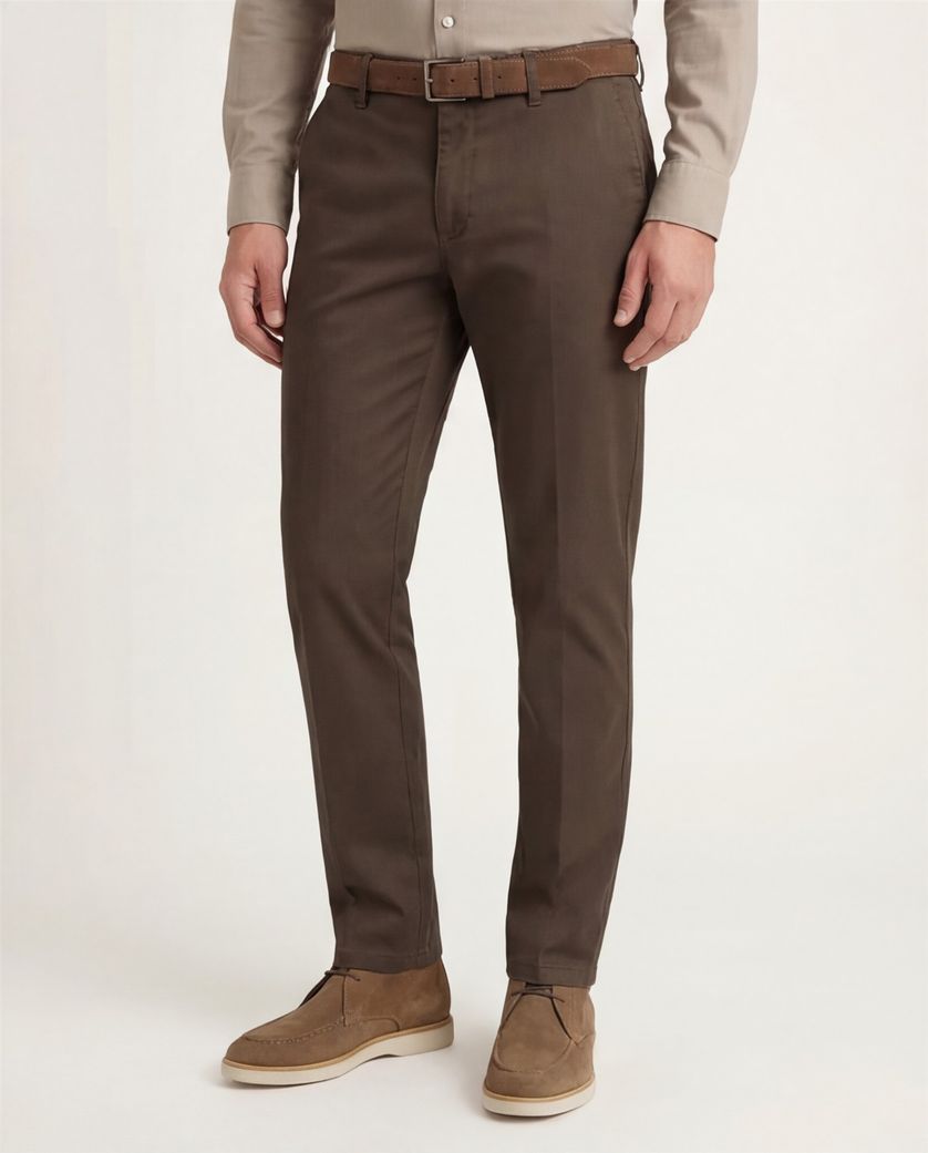 M.E.N.S. pantalon madison bruin katoen normale fit