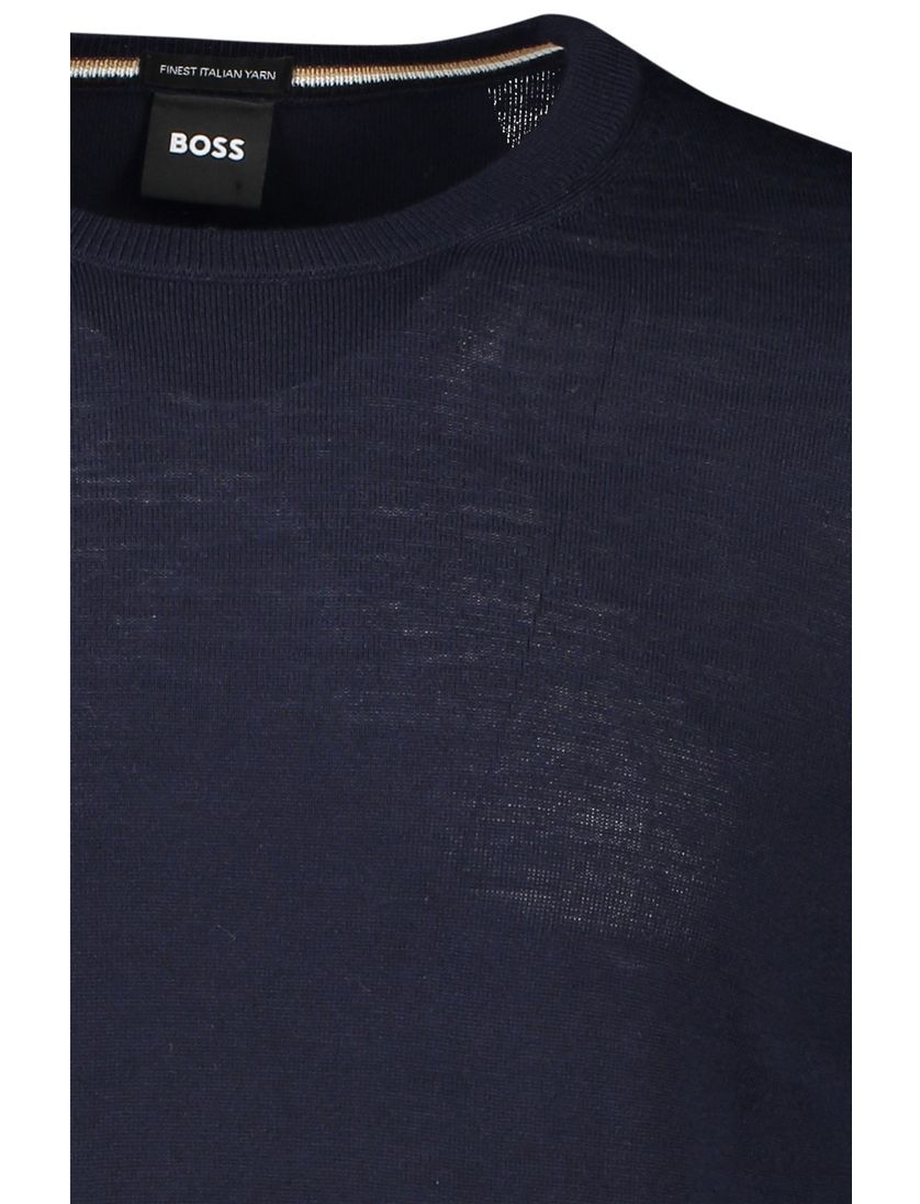 Boss Black trui Leno-P donkerblauw effen