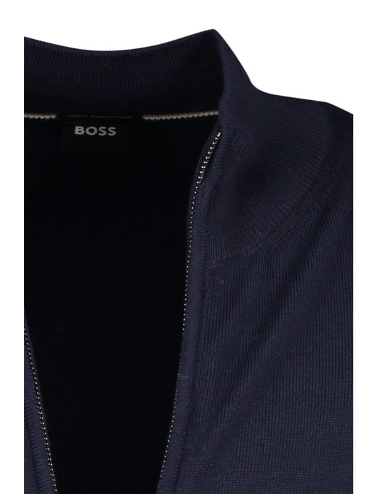 vest Hugo Boss donkerblauw effen wol rits