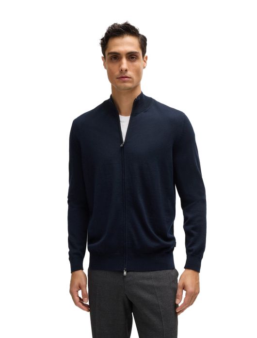 vest Hugo Boss donkerblauw effen wol rits