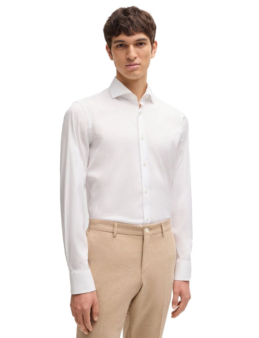 Hugo Boss business overhemd wit effen katoen