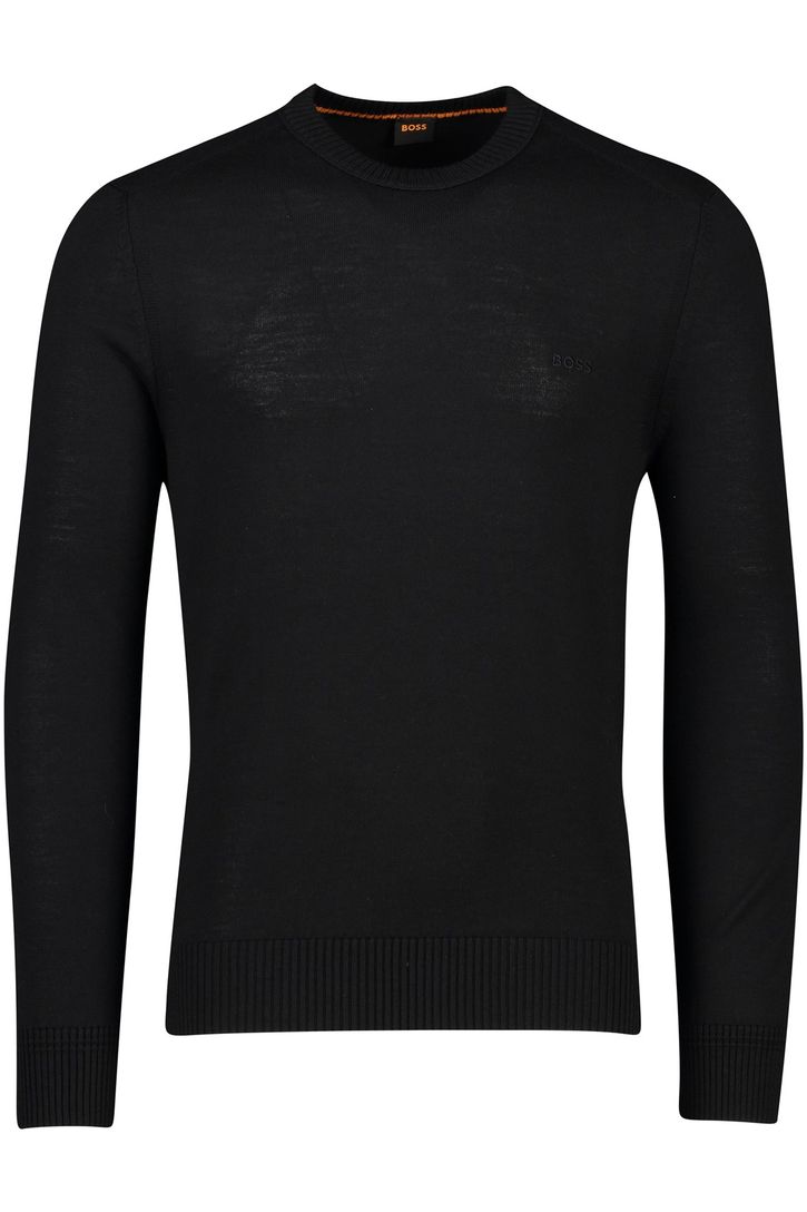 Boss Orange trui met ronde hals zwart wol-stretch