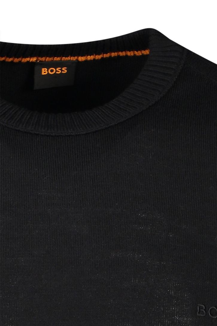 Boss Orange trui met ronde hals zwart wol-stretch