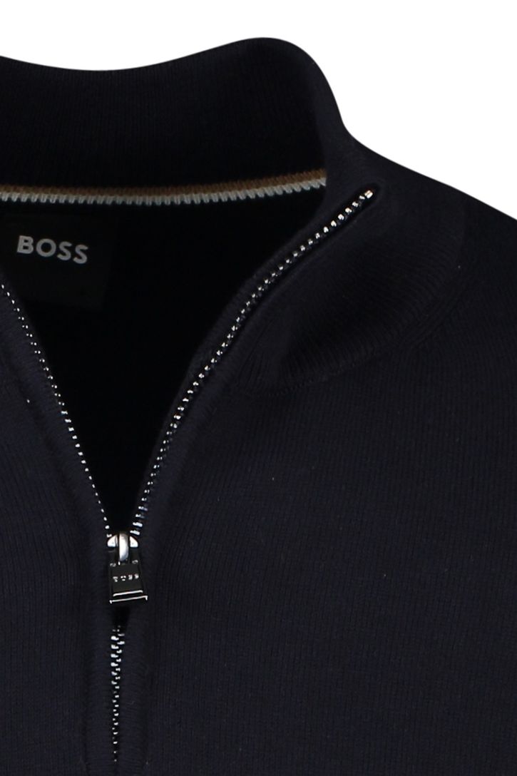 katoenen Boss Black Padro sweater effen donkerblauw normale fit