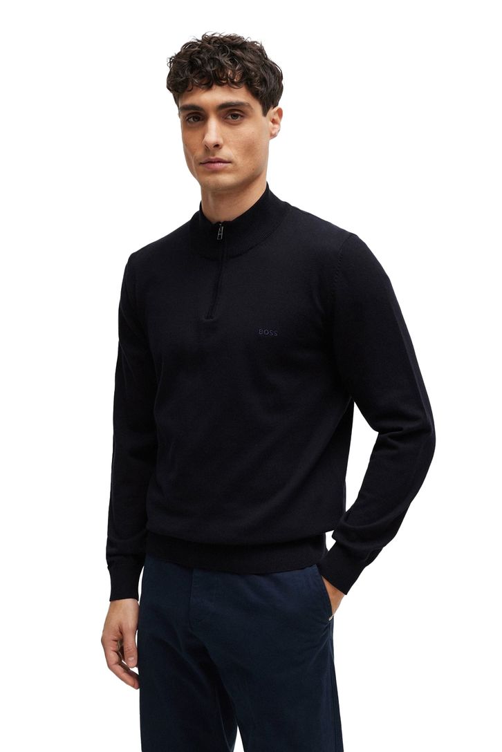 katoenen Boss Black Padro sweater effen donkerblauw normale fit
