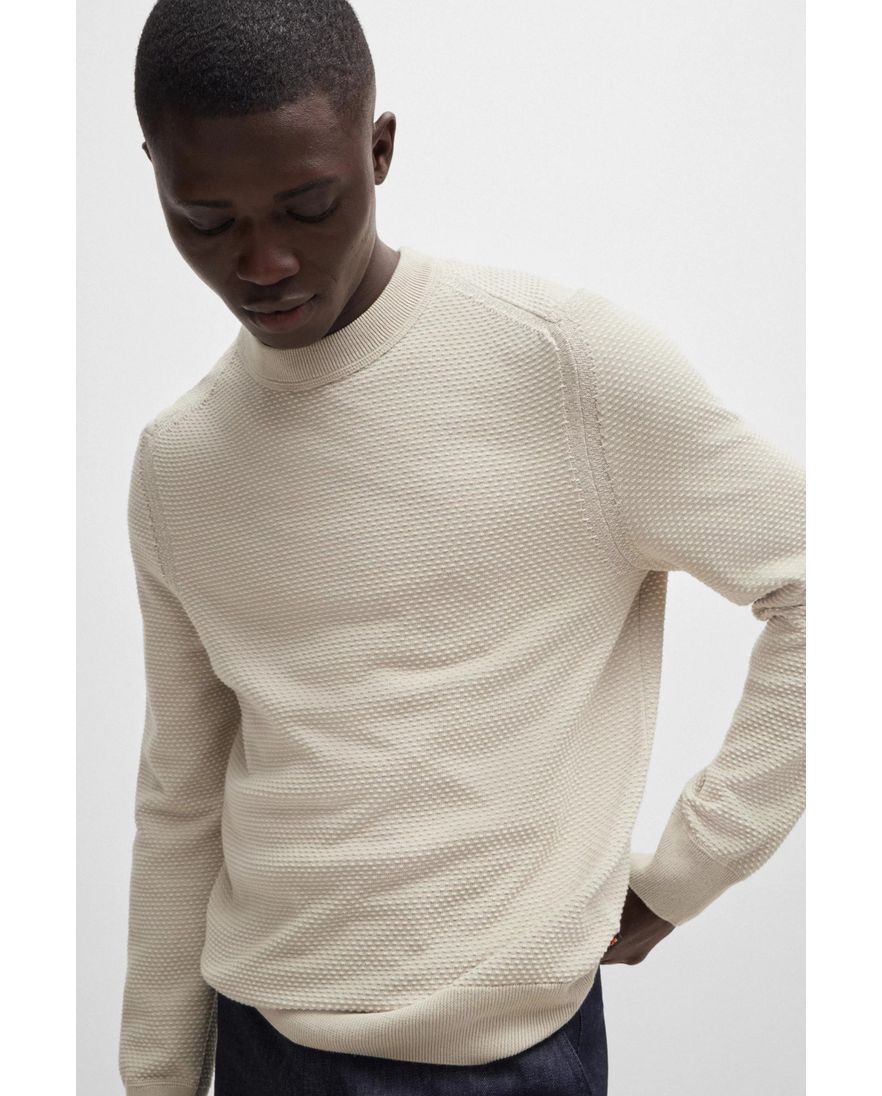 Boss Orange Kapoksi trui turtleneck beige katoen