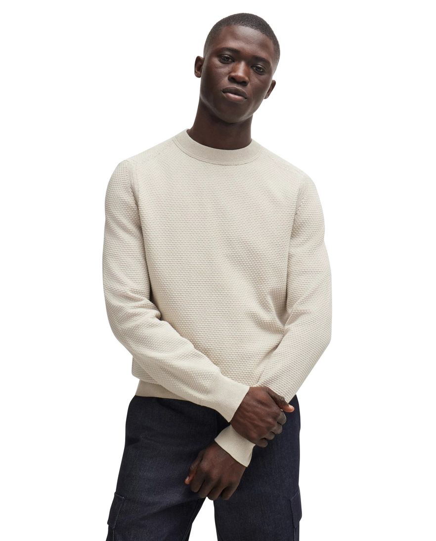 Boss Orange Kapoksi trui turtleneck beige katoen