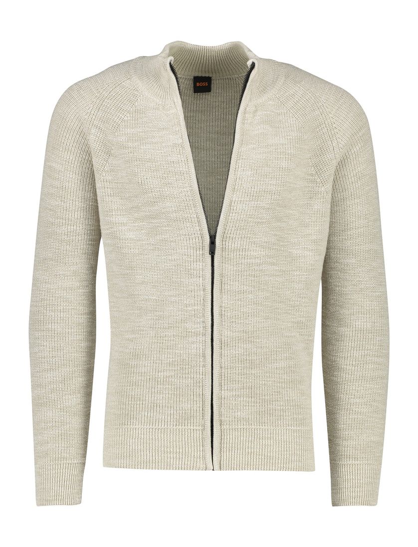 Katoenen Boss vest beige gemêleerd normale fit