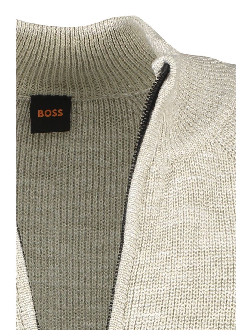 Katoenen Boss vest beige gemêleerd normale fit