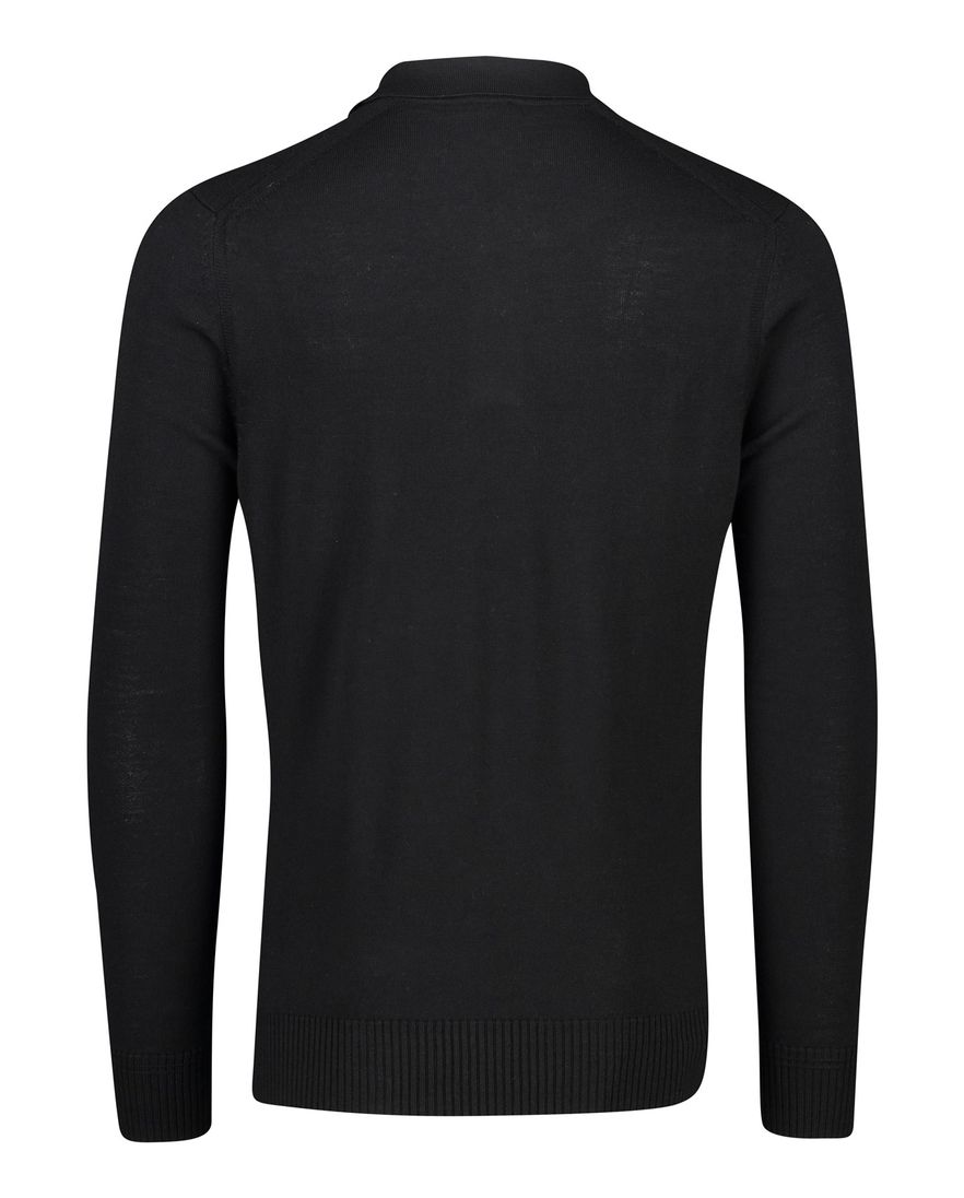 Hugo Boss Orange poloshirt zwart 2 knoops effen wol