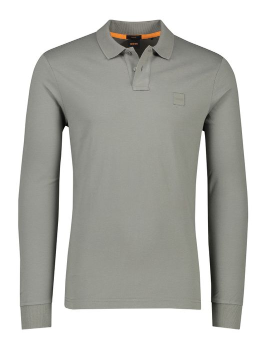 polo Hugo Boss groen effen katoen slim fit