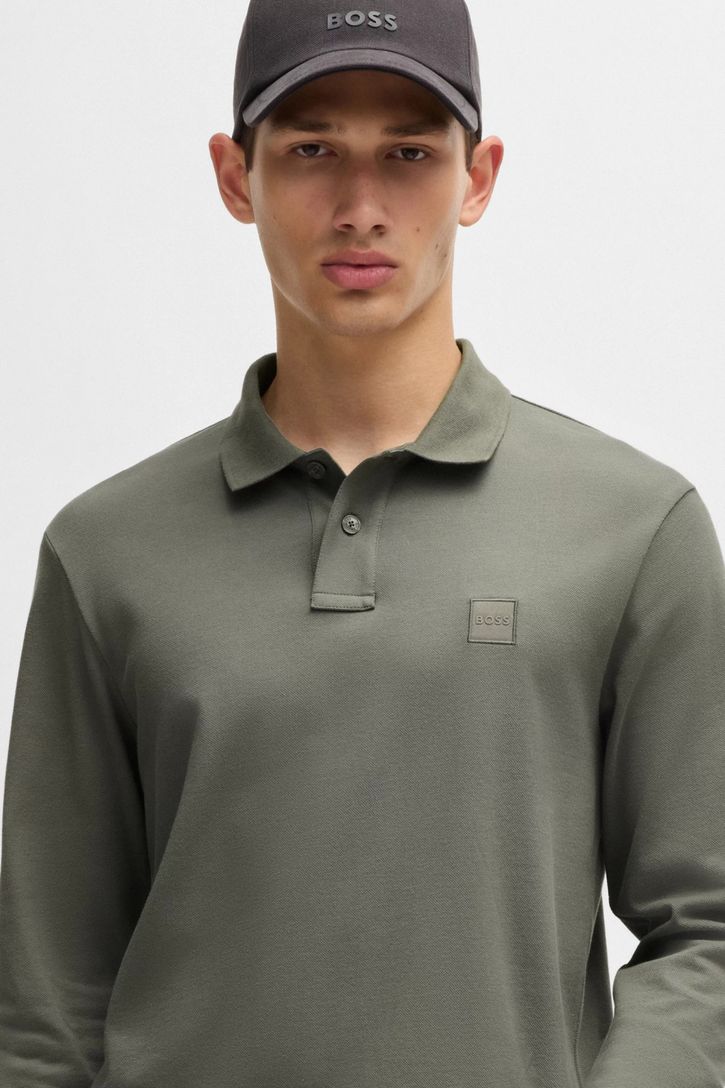 Boss Orange Passerby polo groen effen katoen slim fit