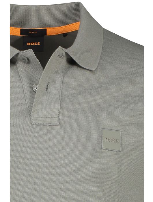 polo Hugo Boss groen effen katoen slim fit