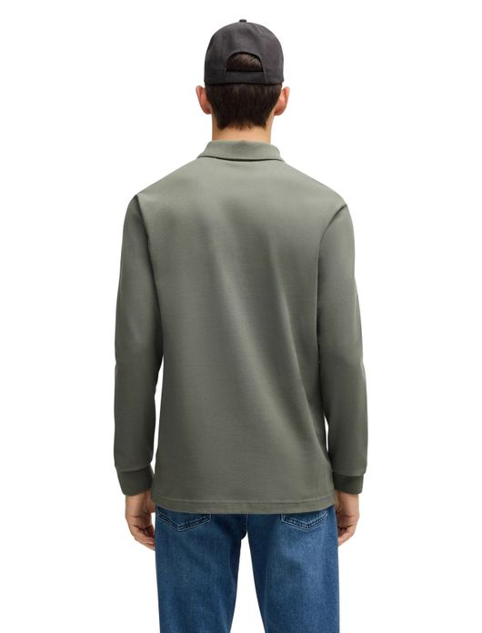 polo Hugo Boss groen effen katoen slim fit