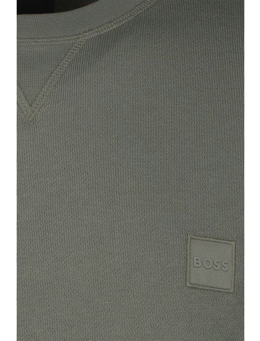 Boss Orange trui Westart groen effen normale fit ronde hals
