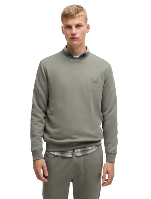 Boss Orange trui Westart groen effen normale fit ronde hals