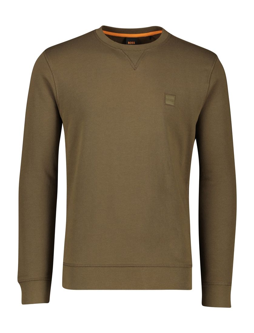 Boss Orange trui Westart bruin effen katoen normale fit