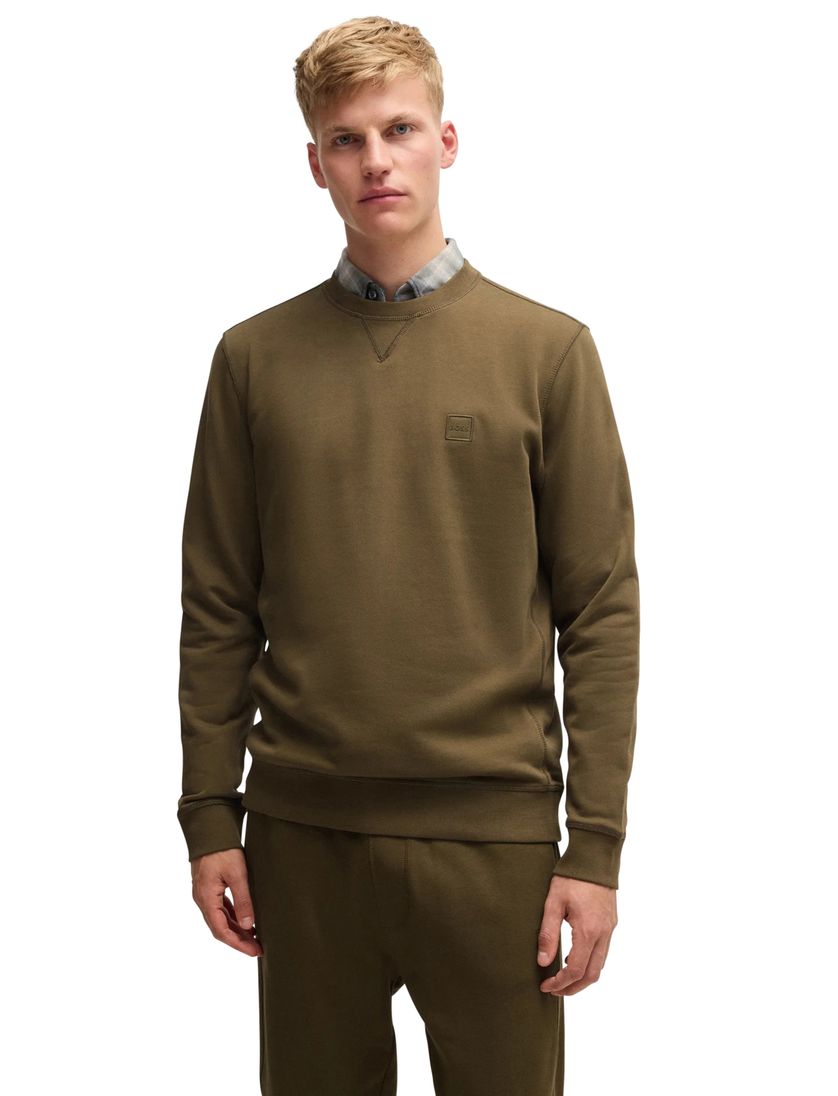 Boss Orange trui Westart bruin effen katoen normale fit