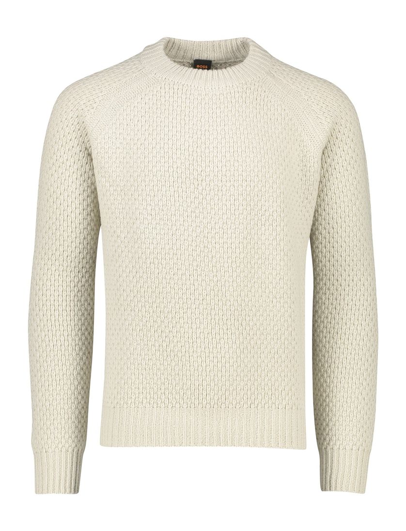 Boss Orange trui Armstrong wol beige grof gebreid