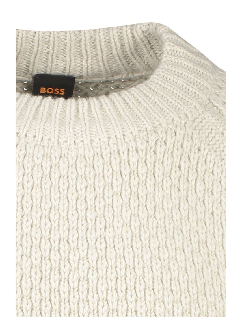 Boss Orange trui Armstrong wol beige grof gebreid