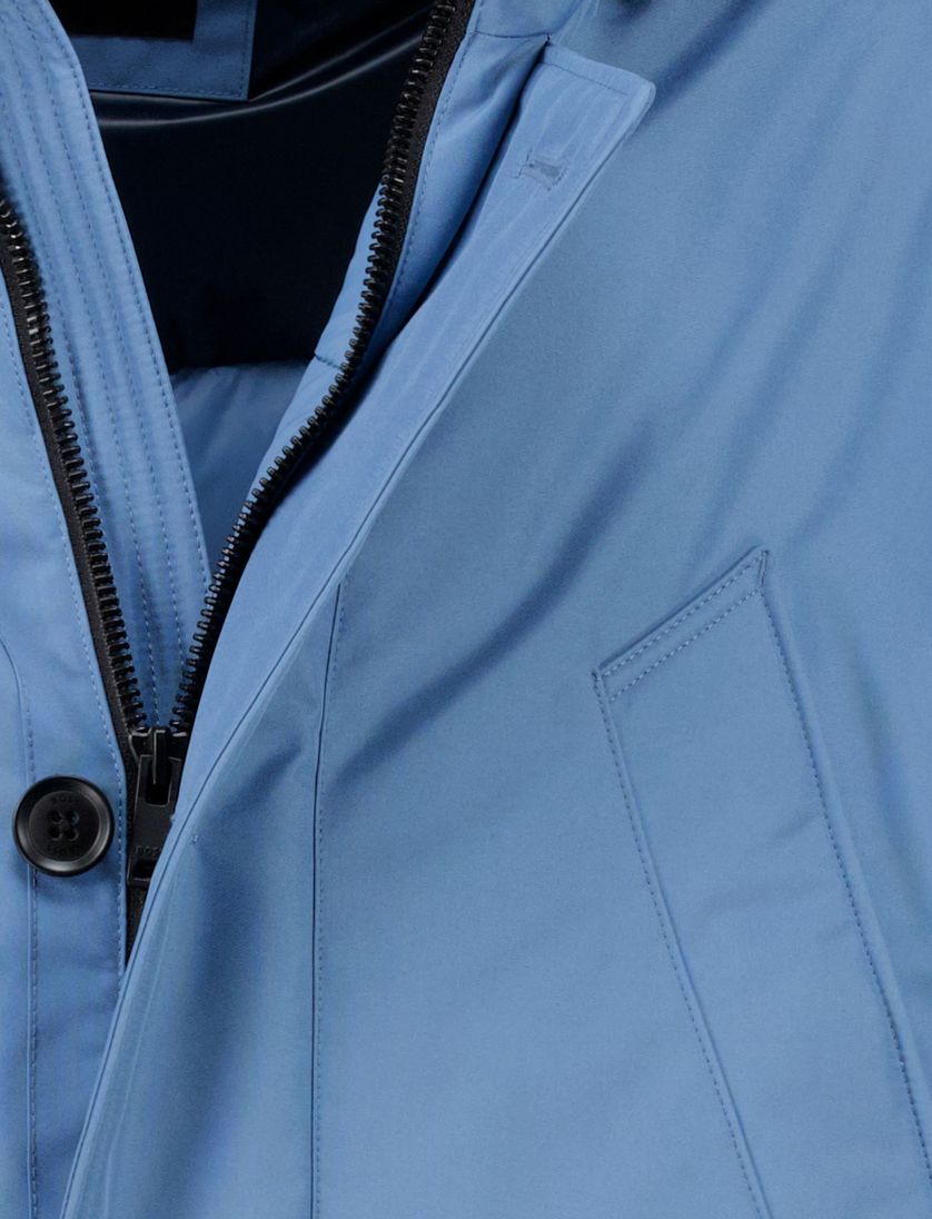 winterjas Boss Orange Osiass lichtblauw afneembare capuchon