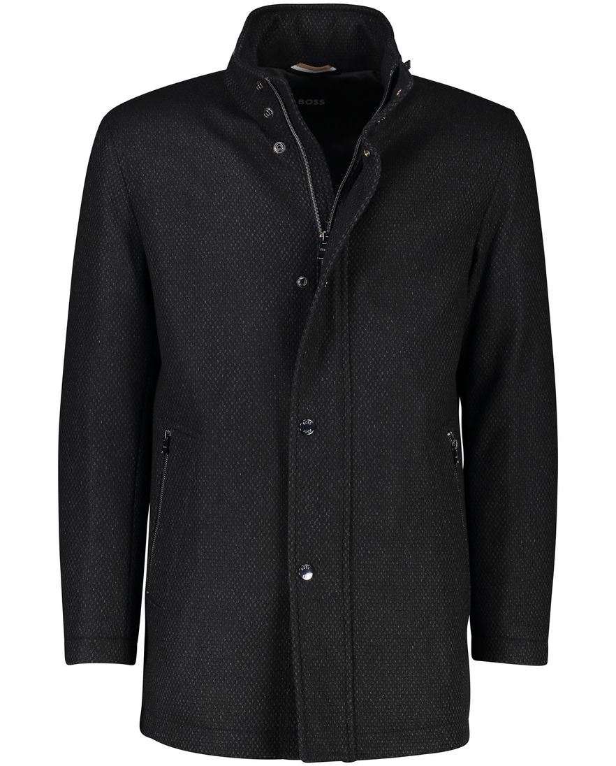 Normale Fit BOSS Camron winterjas zwart gemêleerd