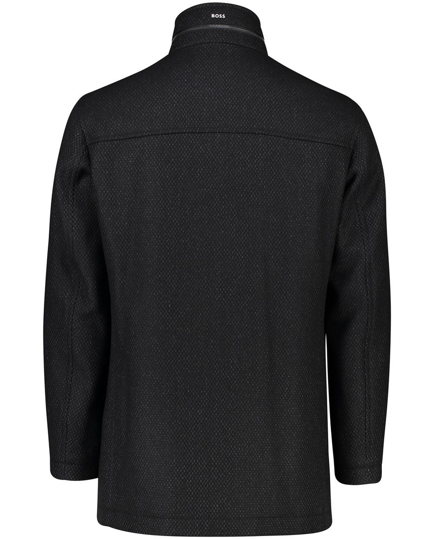 Normale Fit BOSS Camron winterjas zwart gemêleerd
