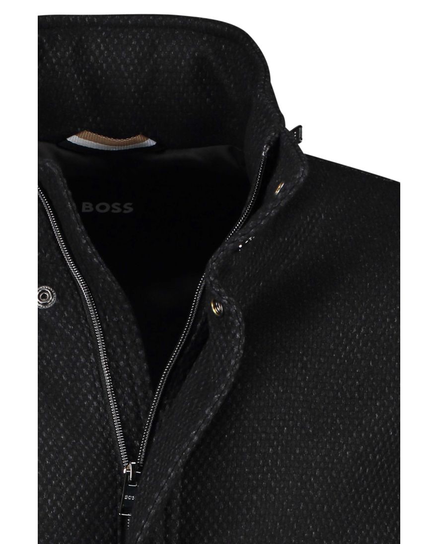 Normale Fit BOSS Camron winterjas zwart gemêleerd