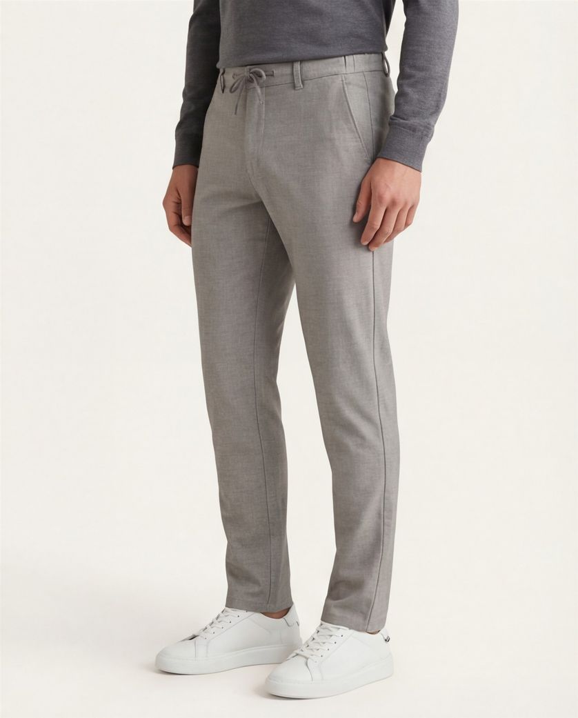 North84 pantalon grijs gemêleerd katoen