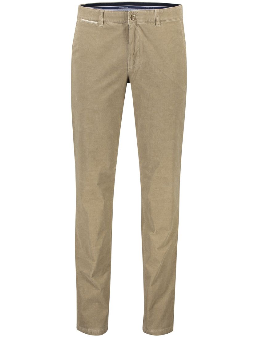 COM4 katoenen broek bruin effen normale fit zonder omslag