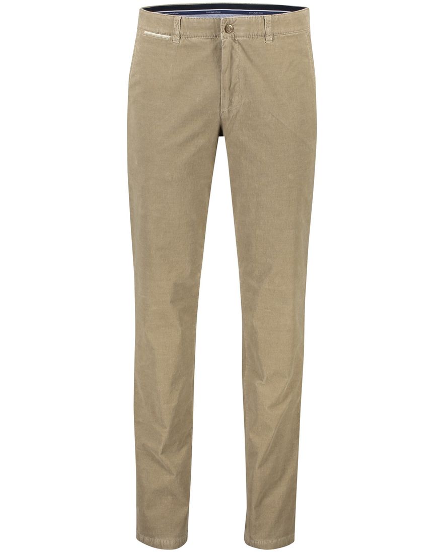 COM4 katoenen chino bruin effen normale fit