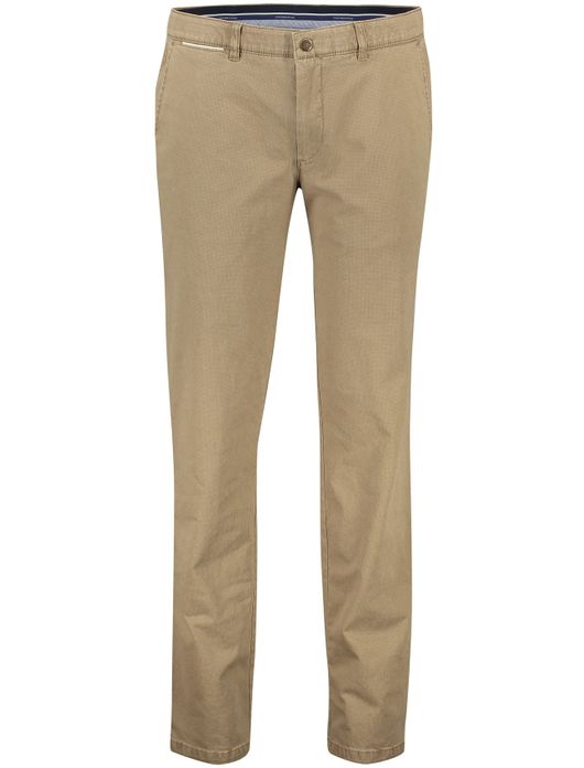 katoenen broek COM4 bruin effen katoen, stretch