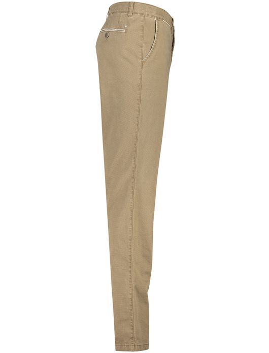 katoenen broek COM4 bruin effen katoen, stretch