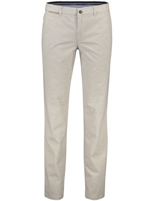 katoenen broek COM4 beige effen katoen, polyester, stretch