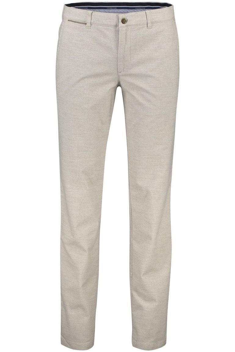 katoenen broek COM4 beige effen katoen, polyester, stretch