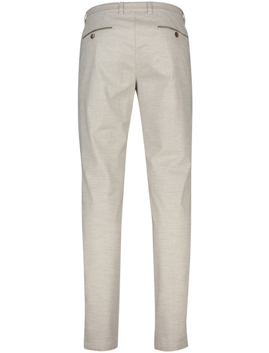 katoenen broek COM4 beige effen katoen, polyester, stretch