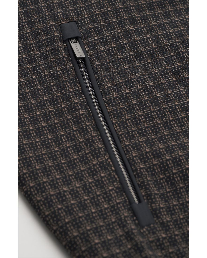 Bugatti vest bruin geruit met rits wijde fit