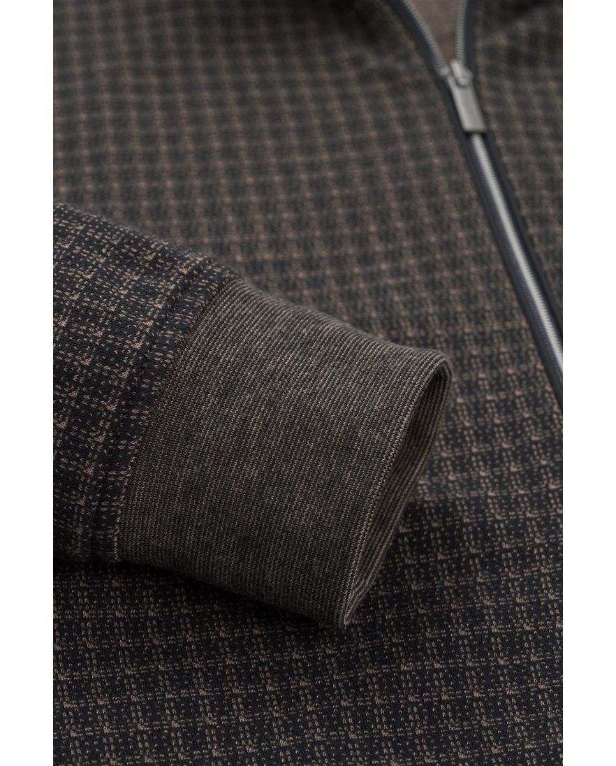 Bugatti vest bruin geruit met rits wijde fit