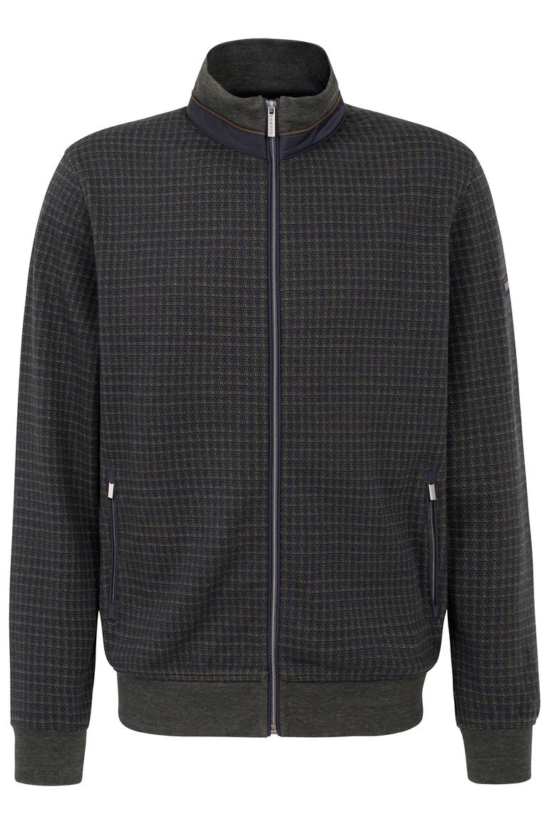 Geruit Bugatti vest groen met rits wijde fit