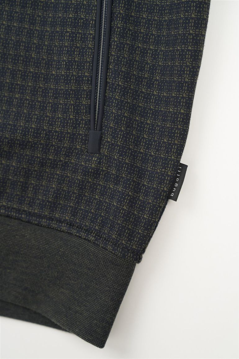 Geruit Bugatti vest groen met rits wijde fit