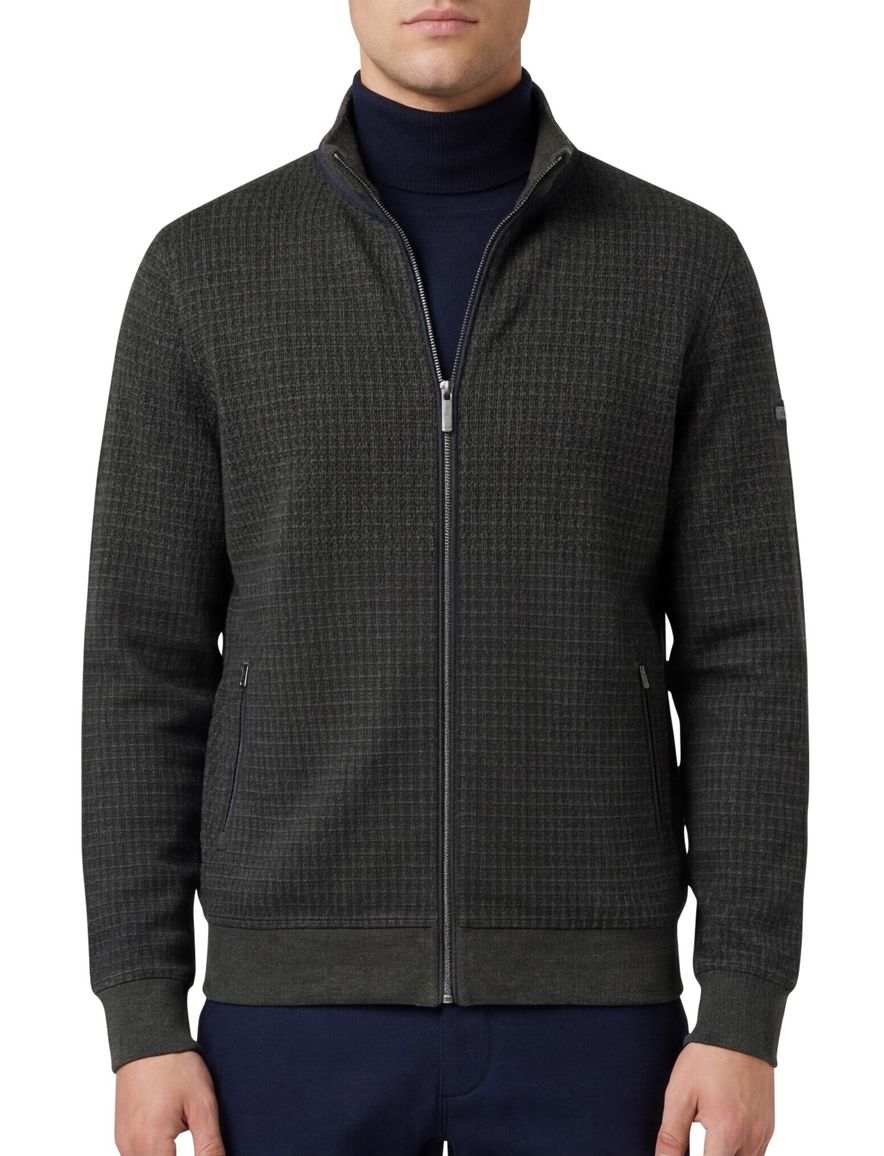 Geruit Bugatti vest groen met rits wijde fit