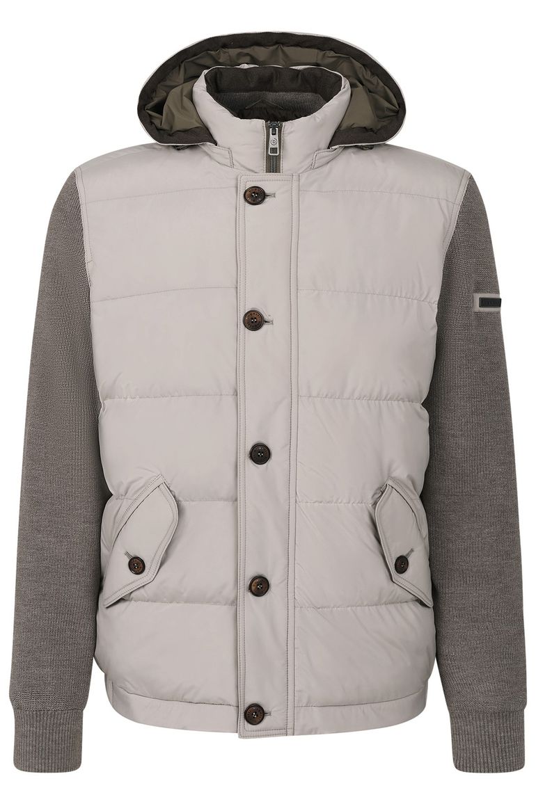 Bugatti tussenjas beige met knoop + rits wijde fit