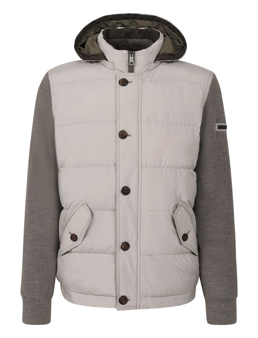 Wijde fit Bugatti tussenjas beige met knoop + rits