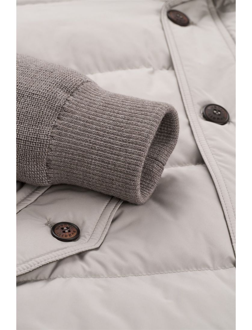 Wijde fit Bugatti tussenjas beige met knoop + rits