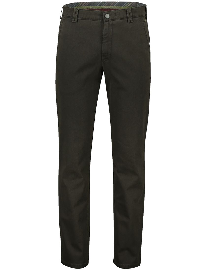 katoenen Meyer Bonn broek effen donkerbruin