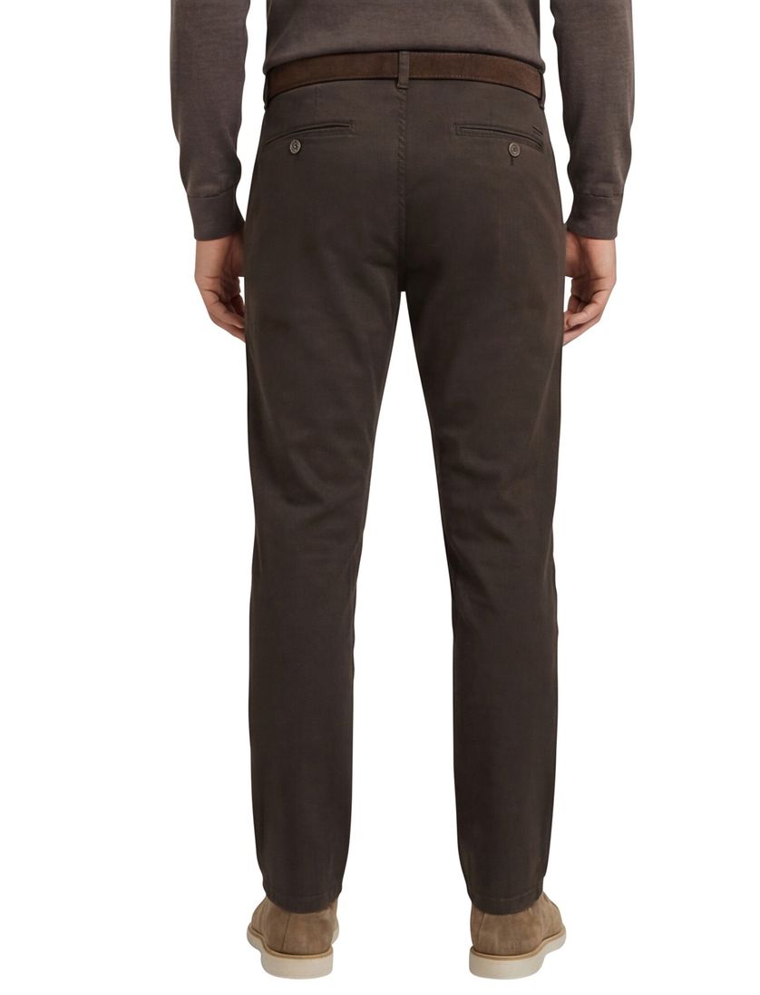 katoenen Meyer Bonn broek effen donkerbruin